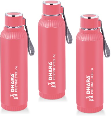 Dhara Stainless Steel QUENCH 900 Insulated Inner Steel Outer Plastic 700 ml Bottle(Pack of 3, Pink, Steel)