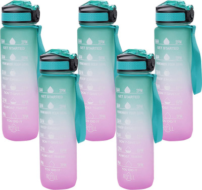 KUBER INDUSTRIES 1000 ml Plastic Bottle(Pack of 5, Green)