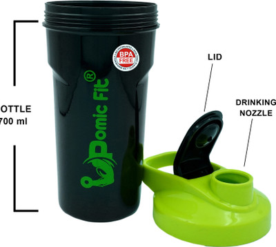 Pomic fit 700 ml Plastic Shaker(Pack of 1, Green)