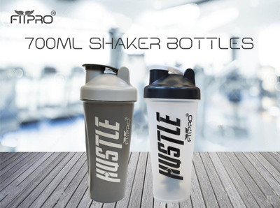 FitPro 700 ml Plastic Shaker(Pack of 2, Grey, Green)