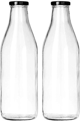 HANUMAN TRADINGS CO 1000 ml Glass Bottle(Pack of 2, Clear)