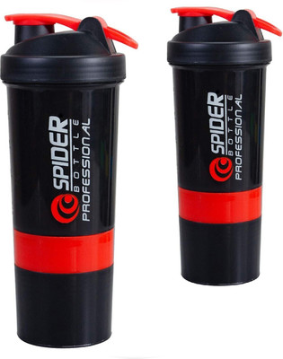 TRUE INDIAN 500 ml Plastic Shaker(Pack of 2, Black, Red)
