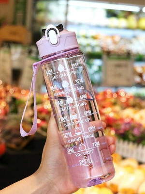 dhriyag Motivational Sipper Water Bottle with Straw & Time Marker 900 ml Sipper(Pack of 1, Multicolor, Plastic)