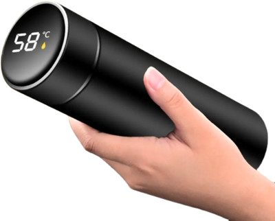 DPM LED temperature display I indicator water hot & cool 500 ml Bottle(Pack of 1, Black, Steel)