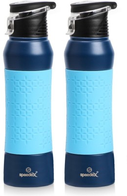 SPEEDEX Stainless Steel Sports Water Bottle for Office Home Gym Leak Proof & BPA Free 750 ml Bottle(Pack of 2, Blue, Steel)