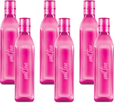 MILTON Prive Pet Water bottle, Set of 6, 1 Litre Each, Pink | BPA Free | Leak Proof 1000 ml Bottle(Pack of 6, Pink, Plastic)