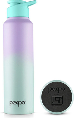 pexpo Stainless Steel Sport/Fridge/Gym/Home/School with Sipper Cap Craft Pro 750 ml Steel Bottle(Pack of 1, Green, Purple)