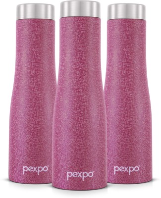 pexpo Fridge and Refrigerator Stainless Steel Water Bottle, Monaco 750 ml Bottle(Pack of 3, Pink, Steel)