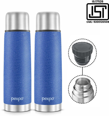 pexpo 500 ml Steel Flask(Pack of 2, Blue)