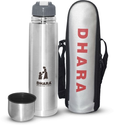 Dhara Stainless Steel Dilmah Flip Lid Thermosteel 24 Hours Hot and Cold Flask with Bag 750 ml Bottle(Pack of 1, Silver, Steel)