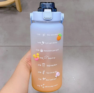 heet Sipper Water Bottle 2 L with Motivational Time Marker Non-Toxic Water Bottle 2000 ml Bottle(Pack of 1, Multicolor, Plastic)