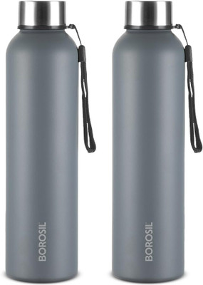 BOROSIL 1000 ml Steel Bottle(Pack of 2, Grey)