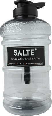 SALTE Gym Gallon Water Bottle with 2.2L capacity|Leak proof|Smoke Black|BPA Free| 2200 ml Bottle(Pack of 1, Black, PET)