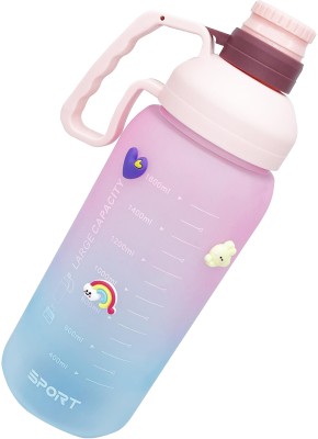 HOUSE OF QUIRK Water Bottle with Straw, Sports Water Bottles with Handle-Pink/Blue 1.8Litre 1800 ml Bottle(Pack of 1, Pink, Blue, Plastic)