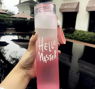 valsheri Hello-Master Borosilicate Water Bottle 400 ml Bottle(Pack of 1, Multicolor, Glass)