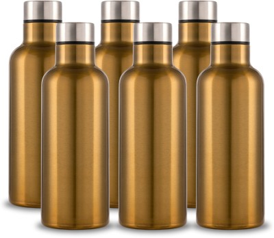 CLAY CRAFT Vacbott Melissa Single Walled Non Insulated Water Bottle 1100 ml Bottle(Pack of 6, Gold, Steel)