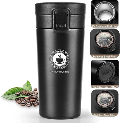 EverKart 380 ml Steel Bottle With Drinking Glass(Pack of 1, Multicolor)