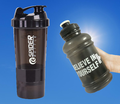 TRUE INDIAN 500 ml Plastic Shaker(Pack of 2, Black)