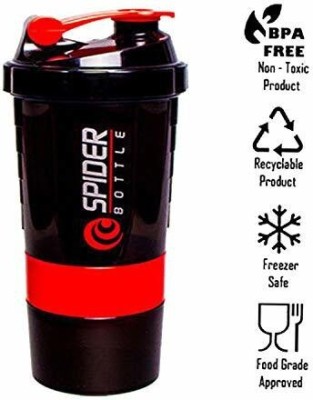 Eskdale SPIDER PROTEIN SHAKER BOTTLE WITH 2 STORAGE EXTRA COMPARTMENT FOR GYM 500 ml Shaker(Pack of 1, Multicolor, Plastic)