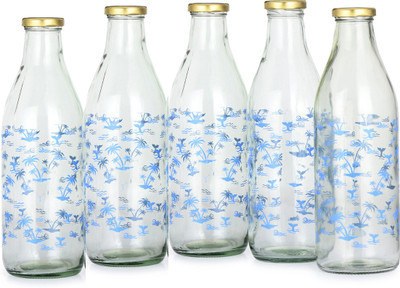 AFAST 1000 ml Glass Bottle(Pack of 5, Clear, Purple)