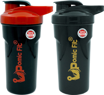 Pomic fit 700 ml Plastic Shaker(Pack of 2, Red, Black)