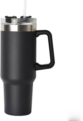 saaflo 1200ML Tumbler with Handle and Straw Lid Double Insulated Cup Reusable 1200 ml Bottle(Pack of 1, Black, Steel)