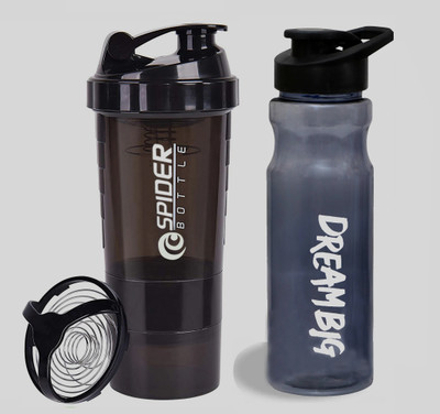 TRUE INDIAN 500 ml Plastic Shaker(Pack of 2, Black)