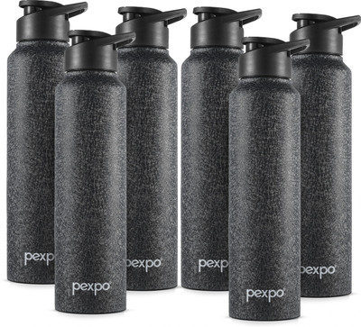 pexpo 950 ml Steel Bottle(Pack of 6, Black)
