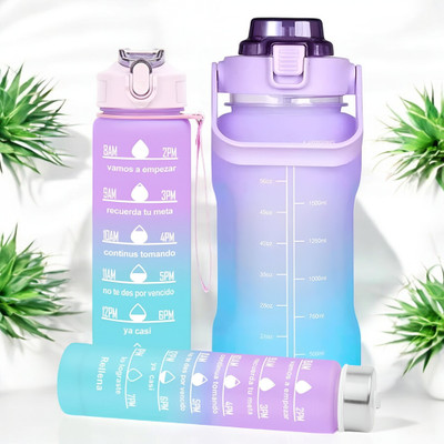 Jhalakriti Unbreakable 3 Piece Combo Spill-proof Water Bottle for Home, Gym 3200 ml Bottle(Pack of 3, Multicolor, Silicone)