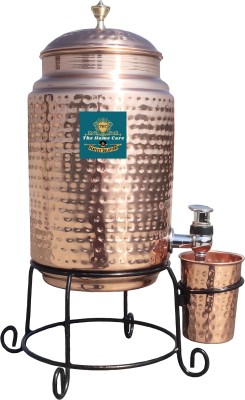 The Home Care Pure Copper Water Dispenser Matka Pot Container Hammered Tank Vessel Jar 5 Liter Bottled Water Dispenser