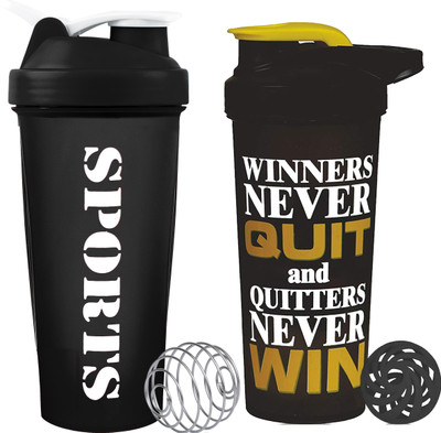 TRUE INDIAN 700 ml Plastic Shaker(Pack of 2, Yellow, Black)