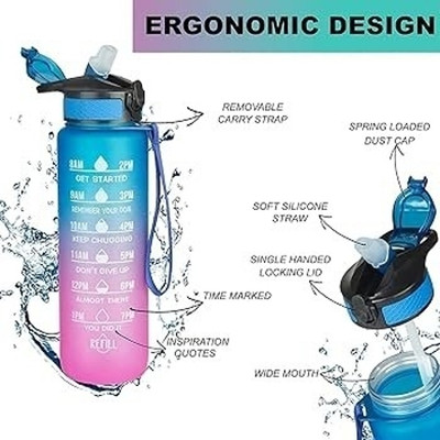FINIFAB 1000 ml Plastic Sipper(Pack of 1, Light Blue, Pink)