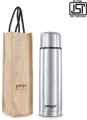 pexpo 1000ml 24 Hrs Hot and Cold Flask with Jute-bag Vacuum Insulated Flamingo 1000 ml Flask(Pack of 1, Silver, Steel)