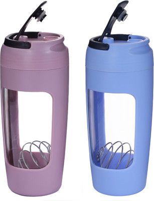 NOVEL 700 ml Plastic Shaker(Pack of 2, Purple, Blue)