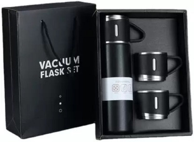 Sedoka Vacuum Flask Gift Set Bottle with 3 Cups 500 ml Flask 500 ml Flask(Pack of 3, Multicolor, Steel)