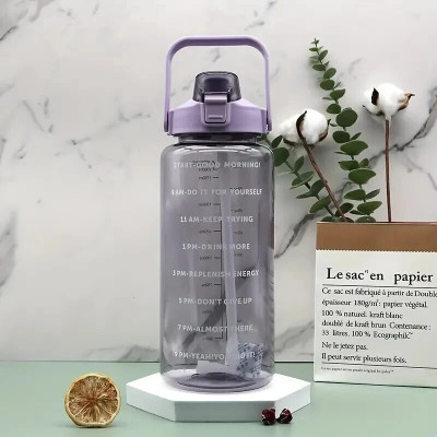 Elecsera Large-Capacity Water Bottle Motivational 2000 ml 2000 ml Bottle(Pack of 1, Purple, Plastic)