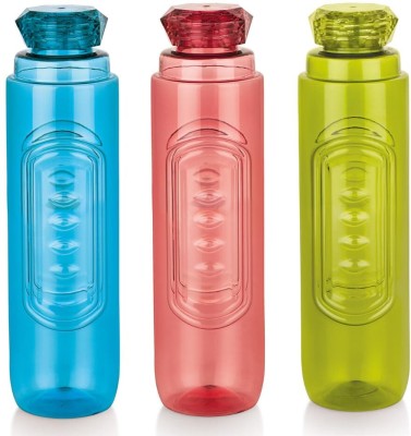 VISUAL INDUSTRIES Turtle Water Bottle | Strong & Sturdy | Unbreakable | Fridge Bottle | 1000 ml Bottle(Pack of 3, Multicolor, Plastic)