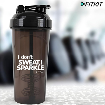 FITKIT Classic Bottle 700 ml Shaker(Pack of 1, Black, Plastic)