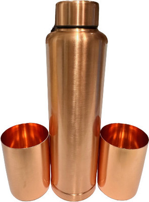 Dynore 950 ml Steel Bottle With Drinking Glass(Pack of 3, Copper)