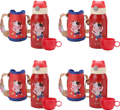 KUBER INDUSTRIES 500 ml Steel Sipper(Pack of 4, Red)
