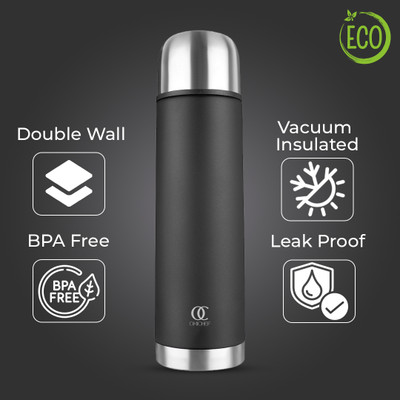 Omichef 1000 ml Steel Flask(Pack of 1, Black)