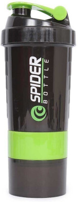 Snipper 500 ml Plastic Shaker(Pack of 1, Black, Light Green)