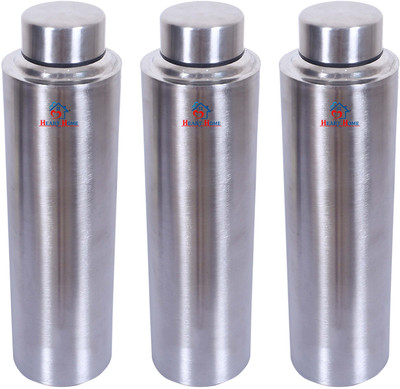 Heart Home 1000 ml Steel Bottle(Pack of 3, Silver)