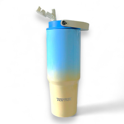TORIVA 900 ml Steel Sipper(Pack of 1, Blue, Yellow)