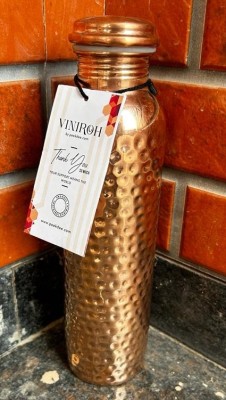 VINIROH Copper Bottle for Drinking, Storage Water, Best Yoga Gift Floral Hammered Design 900 ml Bottle(Pack of 1, Copper, Copper)