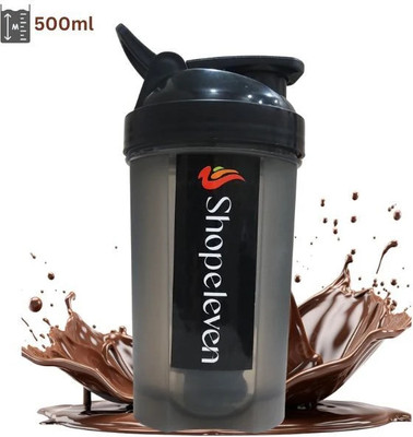 Shopeleven 500 ml Plastic Shaker(Pack of 1, Black)