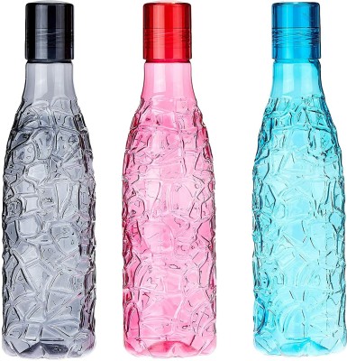 SINHA Textured Plastic Water Bottles, Set of 3, Multicolour, 1L Each 1000 ml Bottle(Pack of 3, Multicolor, Plastic)