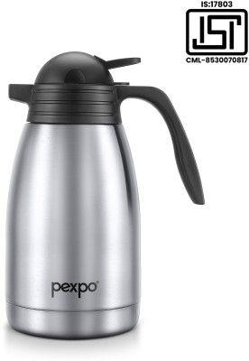 pexpo Stainless Steel Vacuum Insulated Cosmo Carafe, 24 Hrs Hot and Cold Tea/Coffee 2000 ml Flask(Pack of 1, Silver, Steel)