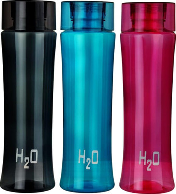SIMRON H2O Water Bottles – Set of 3 1000 ml Bottle(Pack of 3, Multicolor, Plastic)