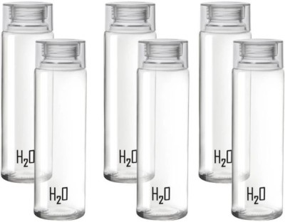 RKPL Clear Glass Fridge Water Bottle,1000 ml-Set of 6 1000 ml Bottle(Pack of 6, Multicolor, Glass)